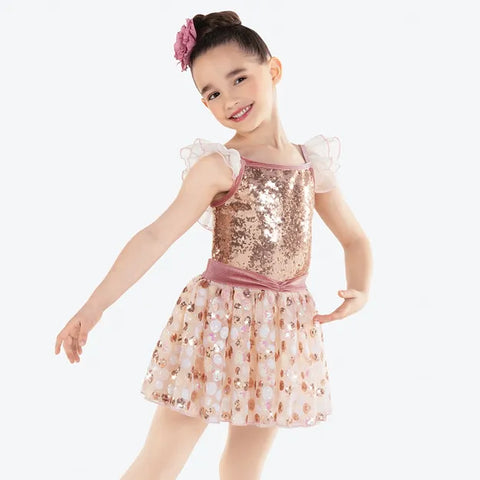 'Sweet Pea' Dusty Rose Sequin Sparkle Dance Dress