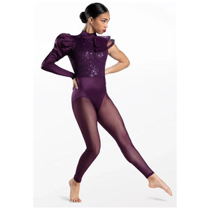 'You Don't Own Me' Ruffle Shoulder Unitard Dance Costume - Black or Eggplant