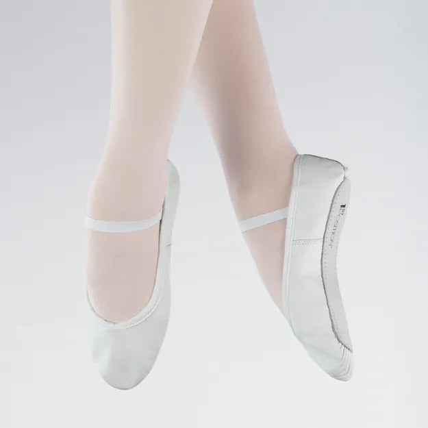 Full Sole Leather Ballet Shoes - White