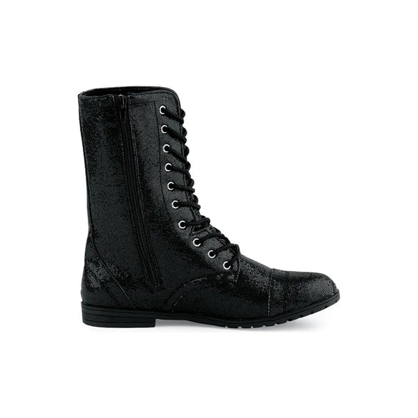 Balera Black Glitter Lace-Up Combat Street Commercial Dance Boots