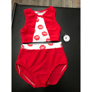 Cheeky Lips Print Crop Top and Shorts Set - age 7-8