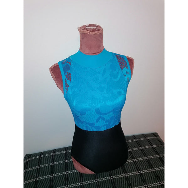 Turquoise Lace Topped Leotard - age 9-10