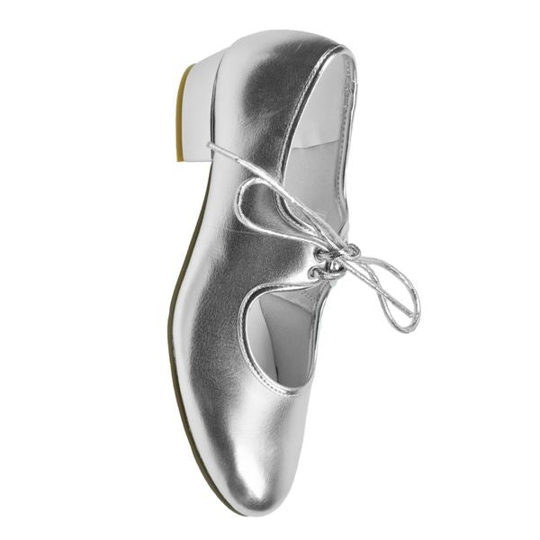 Starlite Silver PU Low Heel Tap Shoe