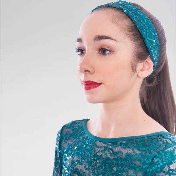 1st Position Sequin Lace Unitard - Turquoise