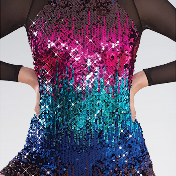 Ombré Sequinned Mesh Unitard