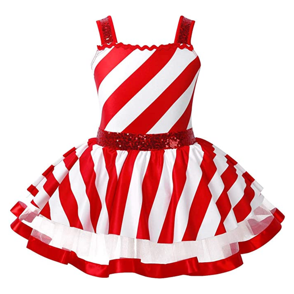 HIRE - Red & White Stripe Candy Cane Leotard Dance Dresses