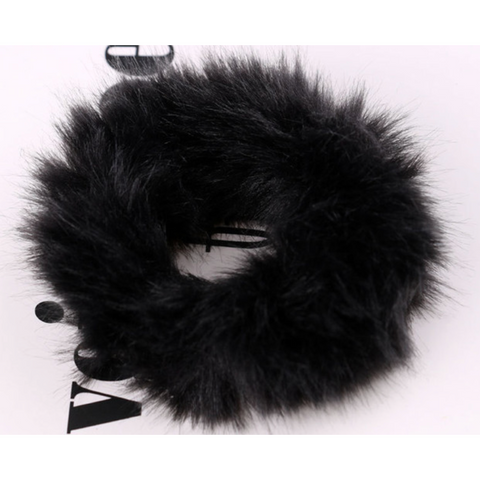 Pack of Two Black Fluffy Hair Ties