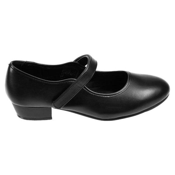 Black PU 'Backflip' Easytape Low Heel Tap Shoes