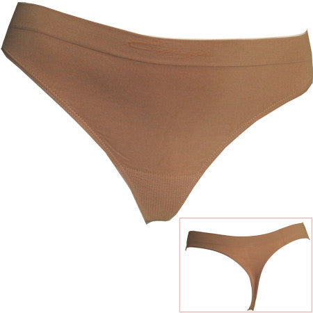 Seamless Low Rise Thong | Dance Underwear - Adult Small, Mocha